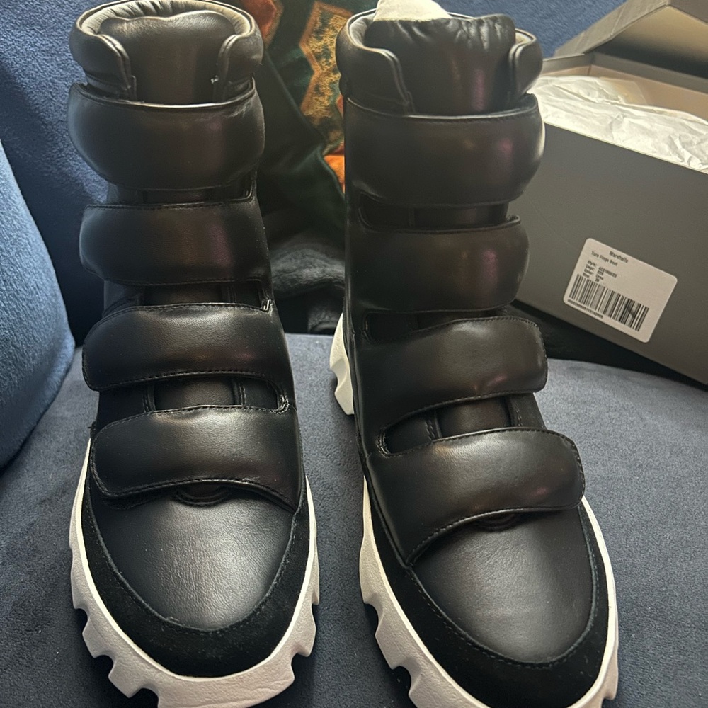 4ccccees Black Ankle Boots with White soles 4ccccees brand new in box never worn